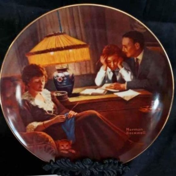 NORMAN ROCKWELL PLATE #3 IN SERIES FROM ROCKWELLS LIGHT CAMPAIGN "FATHERS HELP" - Picture 1 of 7